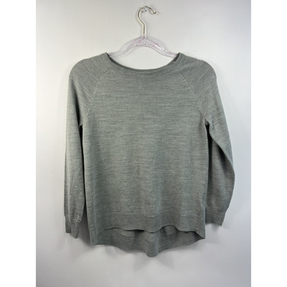 APT. 9 Sweater Women's Petites Size XSP Gray Long Sleeve Crew‎ Neck Hi Low Hem